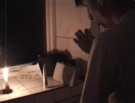 With no electricity, evening ablutions have to be carried out by candlelight, which makes for an interesting experience